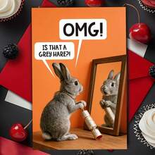 OBOVAY A Very Fun Birthday Card, Featuring An Interesting Rabbit Design, Perfect For Birthday, Friendship Day And Other Celebration Occasions. It Presents A Grey Rabbit Sandwich Cookie Shape, Making It An Charming And Humorous Gift. - A - View 5