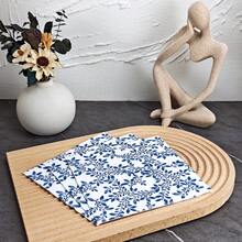 IOOJA 20/50pcs 2-Ply Unfolded Size 33*33cm Chinese Style Blue And White Porcelain Pattern Printed Party Napkins, Disposable Tissue Paper Suitable For Theme Parties, Essential For Company Events, Friends Gatherings - Multicolor - View 6