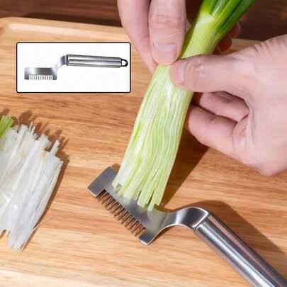 Premium Stainless Steel Green Onion Slicer Shredder Tool, Effortless Manual Vegetable Cutter For Scallion Garlic Chili Shredding, Compact Portable Multipurpose Kitchen Gadget For Home Cooking