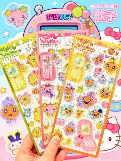 Pixel手机3D贴纸，色彩缤纷、设计可爱，带来活泼乐趣，卡通3D立体贴纸，趣味装饰贴纸，防水透明水晶贴纸，DIY贴纸材料