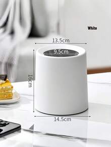 Portable Mini Open Trash Can Set, Providing 3 Colors (White/Black/Gray), Cylindrical Design, Small Size, Space-Saving, Odorless, Easy To Clean, Durable Anti-Fingerprint, Suitable For Desktops, Bedrooms, Bathrooms, Offices, Cars And Other Small Spaces, Suitable For Home, Office And Bedroom Use - Multicolor - View 3