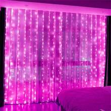 1pc Battery Powered LED Curtain Lights - 8 Fairy Tale Lighting Modes, Suitable For Christmas, Wedding And Party - Indoor Holiday Decoration, Size: 6x3m/3x3m/3x2m/3x1m - Battery Box Curtain Light - View 24