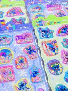 Disney Bộ sticker 3D hình Stitch, sticker dập nổi, sticker tái sử dụng dùng cho sổ lưu niệm, nhật ký, trang trí điện thoại, sticker tương tác cho trẻ em, trang trí hàng ngày, trang trí tiệc, sticker 3D tự làm dễ thương. - Nhiều màu - Xem 3