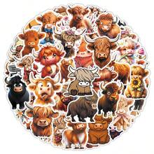 50pcs Cute Cartoon Scottish Highland Cow Stickers, Adorable Contrast Funny Decorative Stickers For Storage Box, Trash Can - Cartoon Highland Bull - View 5