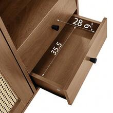 Rustic Style Rattan Door Cabinet – 130 X 75.5 X 40 Cm – Magnetic Door Closure, Adjustable Laminate, Solid Structure – Elegant And Rustic Design [Product Ref: Wf298018019naa] - 棕色 - 查看 8
