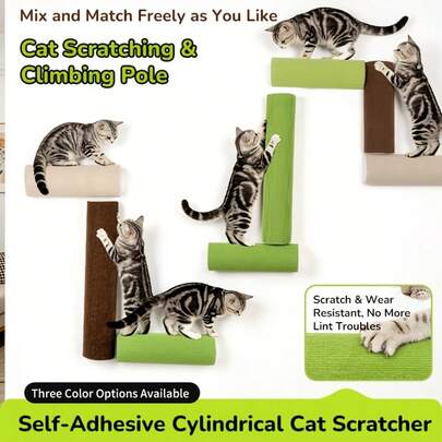 Self-Adhesive Cat Climbing Frame, Cat Scratching Board, Connectable Cat Scratching Post, DIY Wall-Mounted Cat Climbing Tower, Durable Non-Shedding Cat Climbing Frame, Tool-Free Installation, Kitten Jumping Platform, Self-Entertainment Cat Climbing Frame