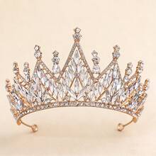 1pc Retro Multi-Color Bridal Crown, Geometric Pattern Palace Style Zinc Alloy Tiara Headpiece For Wedding, Pageant, Performance,Festival,Birthday - Multicolor - View 10