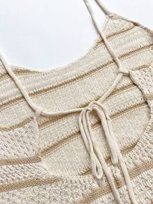 Women's Sexy Backless Halter Maxi Dress, Sheer Beach Cover Up Vacation - Apricot - View 10