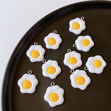 10个创意煎蛋树脂挂件 - DIY钥匙扣吊坠和工艺配件 - 10pcs煎蛋 - 查看 8