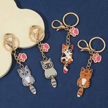 Cat Keychain, Cute Cats Charms, Enamel Alloy Metal Kawaii Cat Key Chains, Kitty Keyring,The Perfect Combination Of Cat Claws And Wagging Tails, Cats Accessories For Women Car Keys Purse. - Color - View 7