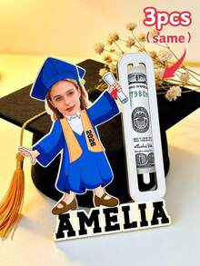 1/3/5pcs Personalized Graduation Money Holder, Custom Face Photo Wooden Plaque, Class Of 2026 Cash Holder Gift, Upload Your Photo & Name, Custom Graduate Money Gift Card Holder, Senior Graduation Party Decor, High School College Graduation Keepsake For Daughter Son Best Friend - Beige - View 11