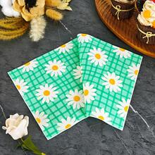 IOOJA 20/50pcs 2-Ply Unfolded Size 33*33cm Fresh Daisy Print Party Napkins, Disposable Tissue Paper Suitable For Theme Parties, Essential For Company Events, Friend Gatherings - Multicolor - View 6