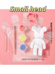 DIY 流体熊钥匙扣涂鸦套装 - 空白白色熊雕像模具、迷你颜料、创意艺术工艺套装，适合儿童 | 非常适合家居装饰、派对礼物、课堂项目、学前手工和成人节日礼物，房间装饰摆件，家居微缩物品 - 彩色 - 查看 15