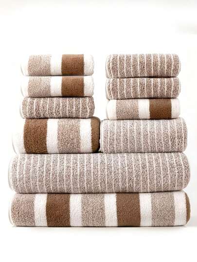 8pcs Towel Set, Includes 2 Large Towels + 2 Hand Towels + 6 Washcloths, Soft Coral Fleece Material, Skin-Friendly & Comfortable, Lightweight, Unisex, Suitable For Bathroom, Spa, Travel, Holiday, Bathroom Decor, Mother's Day Gift