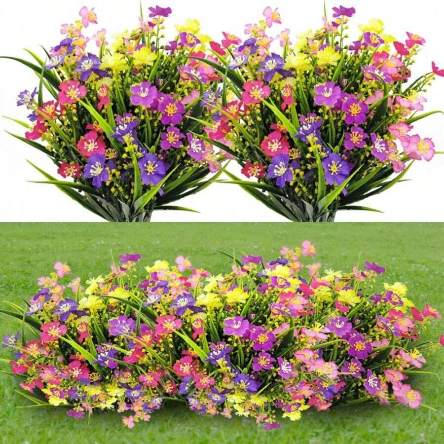 5PCS Outdoor UV Resistant Simulated Lucky Flowers, Suitable For Flower Pot Decoration, Courtyard Decoration, Garden Decoration, Balcony Decoration, Hanging Basket Decoration, Home Decoration, Office Decoration, Bedroom Living Room Decoration, Room Decoration, Home Decoration, Valentine's Day Decoration, Birthday Decoration - Multicolor - View 1