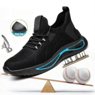 zapatos de trabajo,Tenis Sport Industriale,antichoque y antipunción Ligero, transpirable, de microfibra sintética, protección de punta de acero, comodidad para todas las estaciones para hombres y mujeres, trabajo al aire libre y ropa casual, botas de senderismo, suela de goma duradera,Zapatos De Trabajo Para Hombres Y Mujer