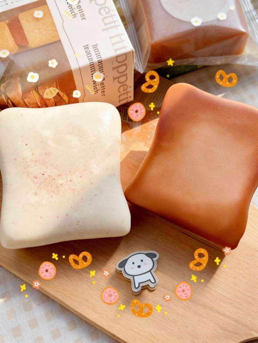 1pc Super Soft Slow Rebound Cream Toast Stress Relief Toy, Helps Relieve Stress And Anxiety, Slowly Rising Soft Squeezable Cheese Stick