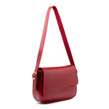 Stylish Women's Baguette Shoulder Bag With Front Detail - 紅色 - 查看 2
