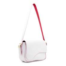 Stylish Women's Baguette Shoulder Bag With Front Detail - 紅白色 - 查看 2