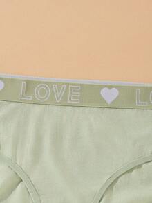 3pcs Women's Solid Color Mid-Rise Briefs, Elegant Letter Print, Stretchy Knit Fabric, Multi-Color Options - Multicolor - View 5