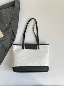 Tas Tote Bahu Wanita Minimalis Mewah Warna Solid Terbaru - Putih - View 5