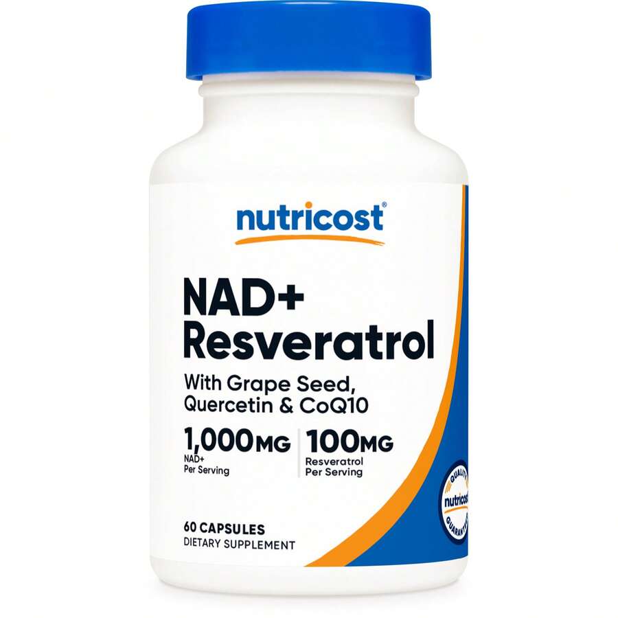 Nutricost NAD+ (1000mg) With Resveratrol (100mg) 60 Capsules - With Grape Seed, Quercetin & CoQ10, GMO-Free, Gluten-Free, 30 Servings - 60 Đếm - Xem 1