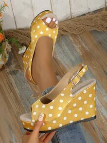 2026 Summer New Women Woven Straw Wedge Sandals, Strap Thick Bottom Roman Shoes, Bohemian Open Toe Platform Heeled Slippers, Beach Holiday Versatile High Heel Slides, Peep-Toe Super High Heels, Available In Size 35-42 - Yellow - View 8