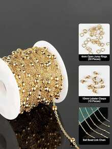 Dây chuyền hạt thép không gỉ 1/2/5m, dây chuyền hạt thép không gỉ 304 + khóa càng cua 10mm + khoen nối hở 4mm. Phụ kiện làm trang sức thủ công DIY, unisex. - Chuỗi bi - Xem 1