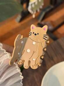 1pc Cute Cartoon Acrylic Cat Hair Claw Clip, Versatile Girly Style, Suitable For Daily Use And Washing Face - Multicolor - View 5