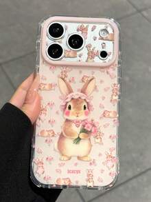 Funda de teléfono con flor rosa brillante compatible con iPhone 17 Pro Max, 17 Pro, 16, 15, 14, 13, 12 Pro Max, 11, de primavera floral y carcasa suave anti-caídas - Conejito - Ver 5