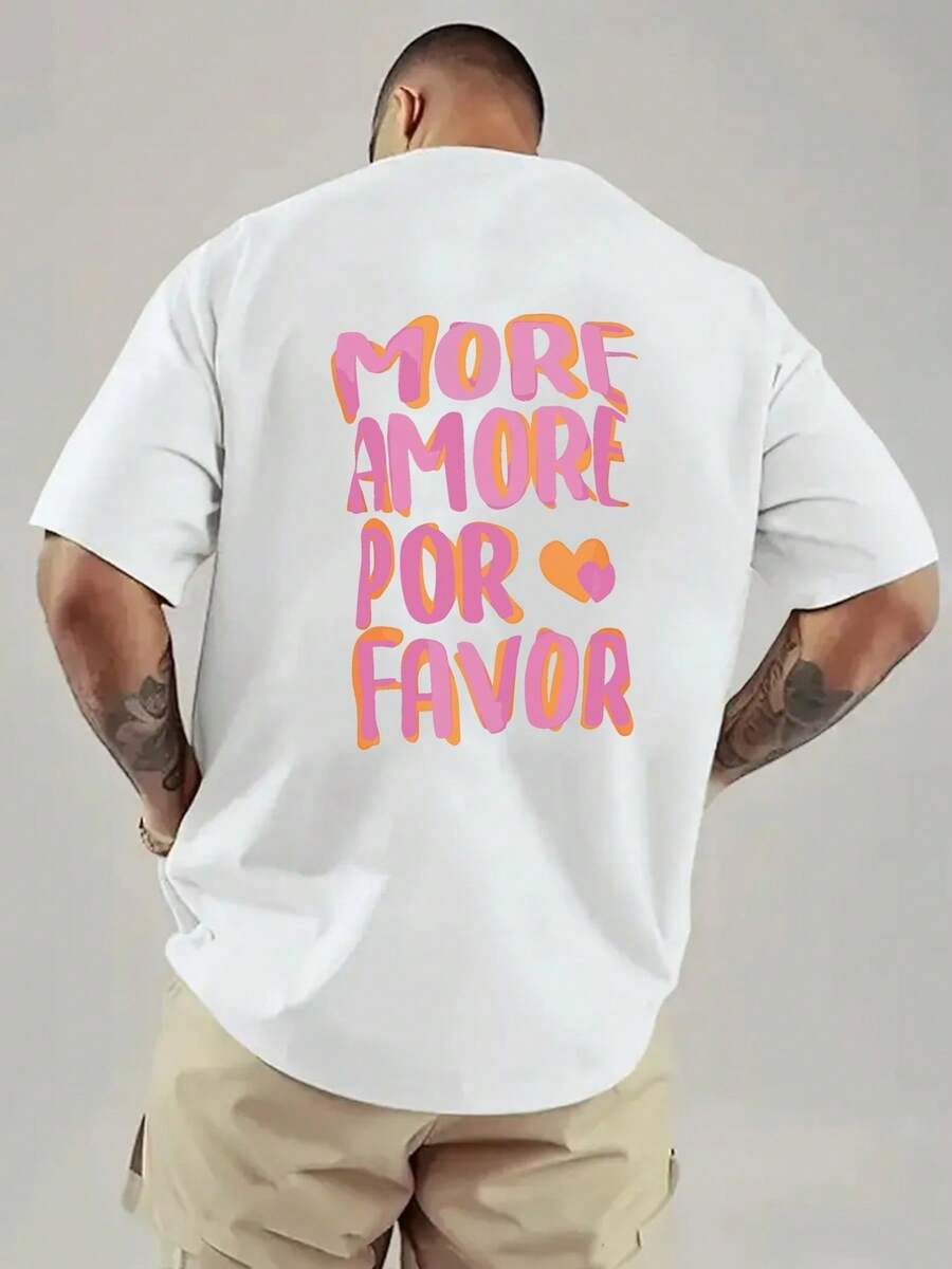 Top estivi T-shirt per più amore, per favore amate ancora un po' di più. T-shirt da uomo stampata su entrambi i lati di , adatta per l'uso quotidiano a casa - Bianco - Visualizzare 1