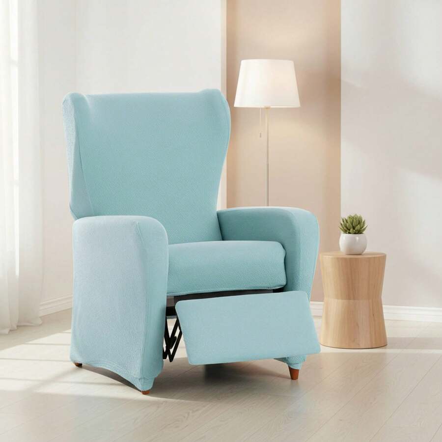 Kiva Ensemble de 4 housses de fauteuil inclinable bi-élastiques, protection intégrale, plusieurs couleurs disponibles - Housse respirante et facile à installer, aspect tissu d'ameublement - Agua Marina Bronx - Voir 1