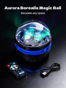 1个北极光投影灯 - 迷人的夜灯,7种模式,带遥控器,可调光LED台灯,USB供电,适用于万圣节、圣诞节、卧室、游戏室、派对,是理想的节日礼物 - 多色光 - 查看 9