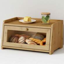 Wooden Bread Box, Kitchen Countertop Bread, Cake, Pastry, Fruit Storage Box, Tabletop Tea Set Organizer - View 3