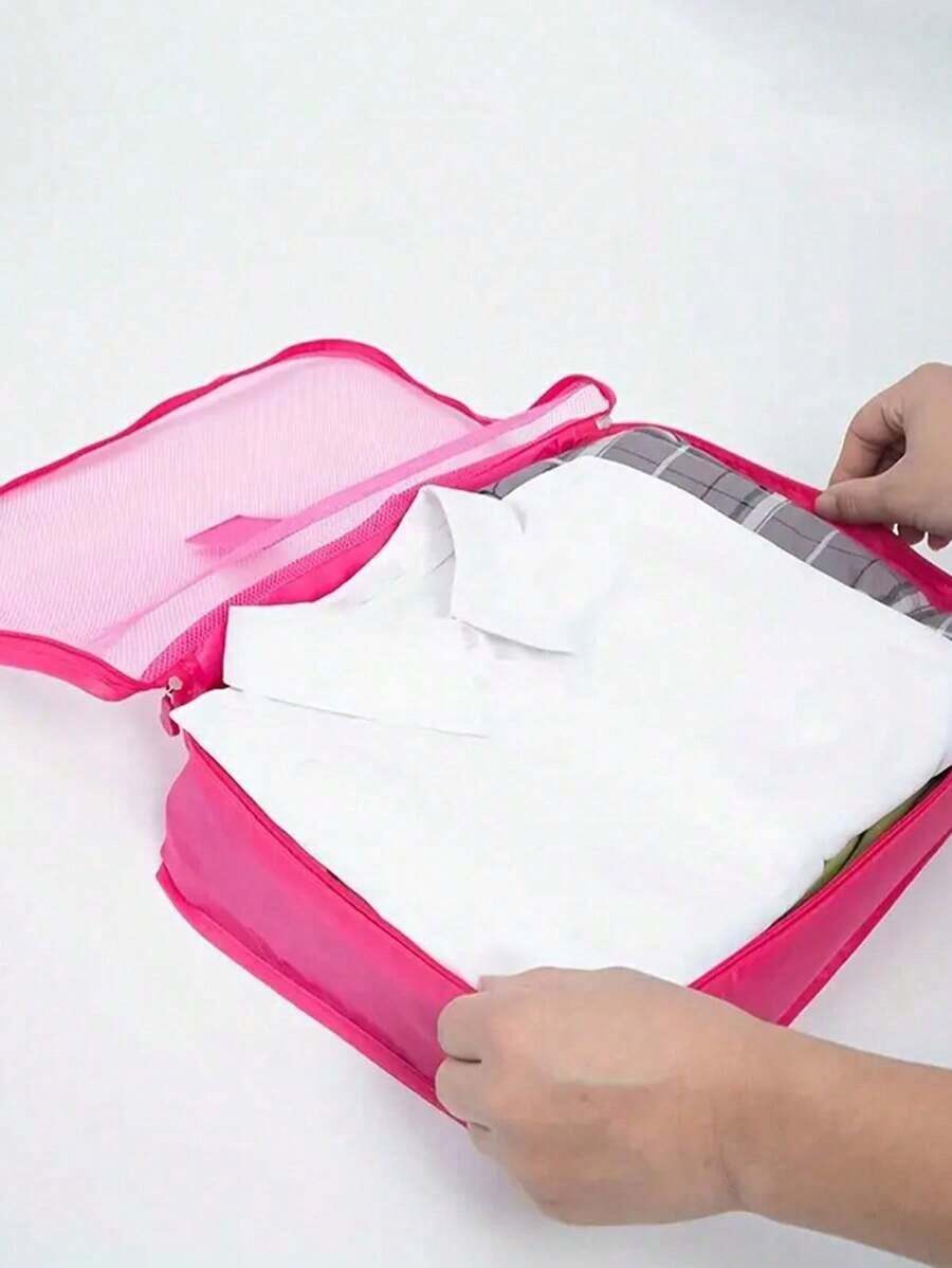 SGIAWETA-6pcs Travel Clothing Storage Bags School Supplies Room Decor Bedroom Decor Dorm Essentials School Student Teacher Travel Storage Bag Set With Lingerie Bag Waterproof Dustproof With Zipper Luggage Back To School Nylon Men And Women Student Travel Essentials Back To School Supplies-Birthdaygift - 粉色 - 查看 1