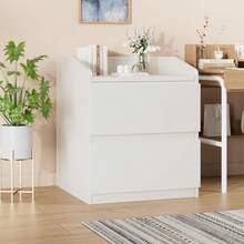 Beaully Modern Nightstand With 2 Drawers Bedside Table, End Table Bed Side Table 2 Drawers Night Stand, Dorm Side Table Curved With Handle Free Design For Living Room - 白色 - 查看 9