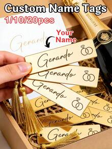 1/10/20pcs Personalized Laser Engraved Acrylic Name Tags, Custom Text Mirror Acrylic Bookmark With Tassel, Graduation Gift For Students, Class Of 2026 Party Favor, Custom Name Book Tag, Senior Night Keepsake, Wedding Place Card, Gift For Friends Classmates Teachers - Multicolor - View 2