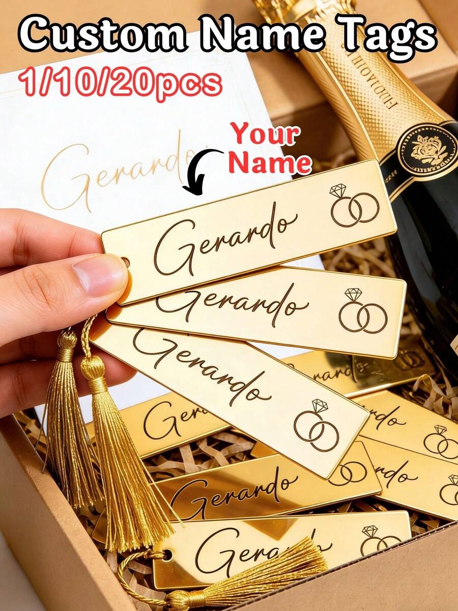 1/10/20pcs Personalized Laser Engraved Acrylic Name Tags, Custom Text Mirror Acrylic Bookmark With Tassel, Graduation Gift For Students, Class Of 2026 Party Favor, Custom Name Book Tag, Senior Night Keepsake, Wedding Place Card, Gift For Friends Classmates Teachers