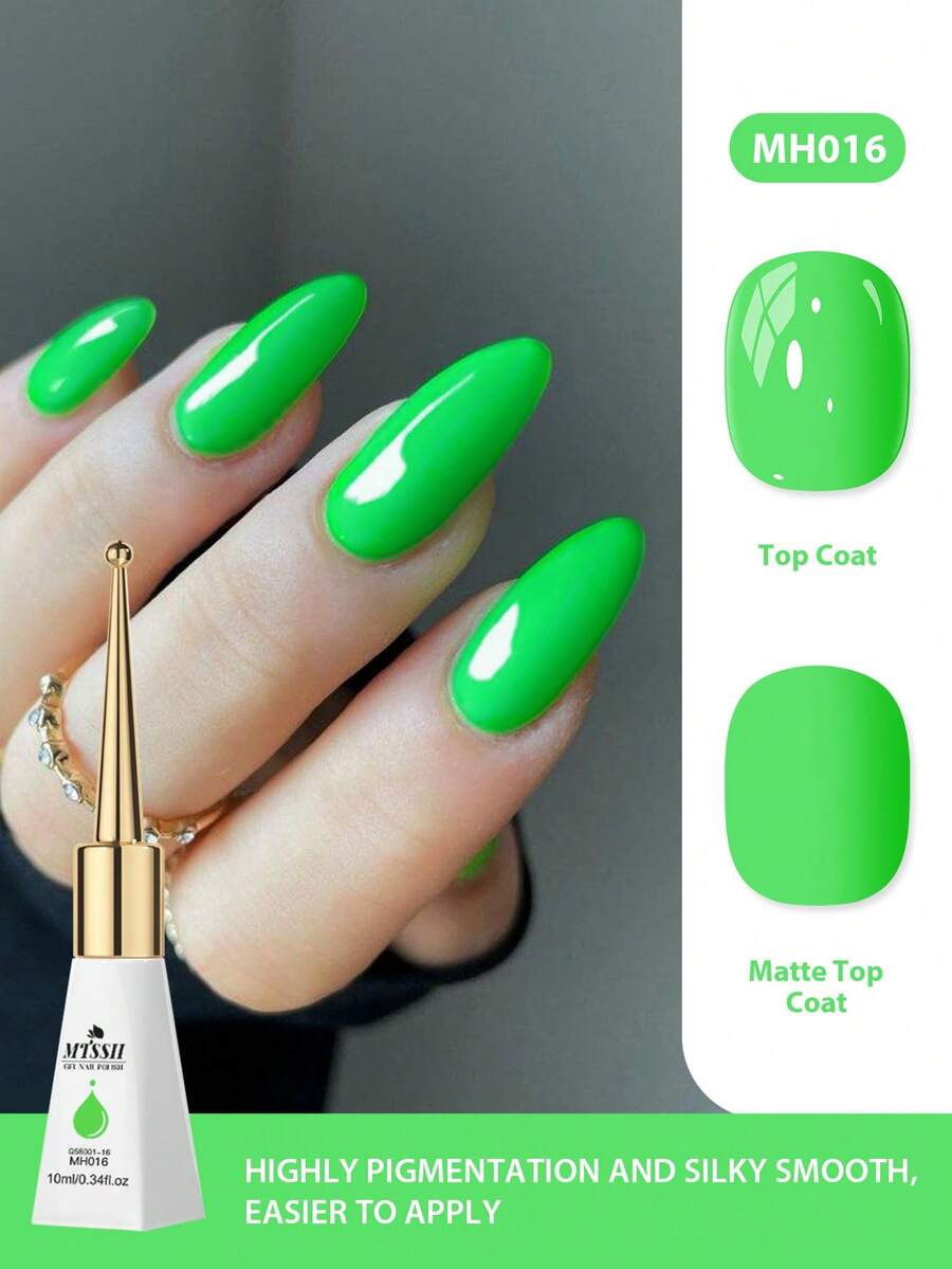Mtssii 1 pièce Vernis à ongles gel fluorescent néon de 10 ml, sans HEMA TPO, semi-permanent, à tremper dans le UV, pour ongles d'été, longue tenue, sans plomb, pour la décoration, la peinture de manucure, pour le salon et les fournitures d'ongles à la maison