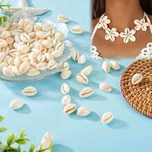 50/100/200 Pcs Natural Seashell Spiral Beads, Large Hole Smooth Cut Oval Beach Shell Decor, DIY Crafts, Jewelry Making Supplies - Shell - View 6