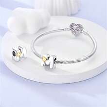 1 pièce Pendentif initial A-Z en argent sterling S925 de style minimaliste romantique, hypoallergénique, convient pour bracelet original, fabrication de bijoux DIY pour femmes, cadeau d'anniversaire - Blanc - Voir 6