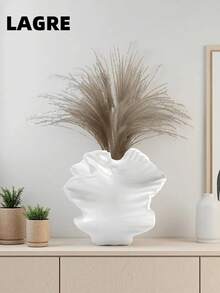 Moderne aufgewertete Skulptur Vase, einzigartiger Wellen Dekor Blumenständer, geeignet für Wohnzimmer, Schlafzimmer, Tischdekoration, kleine und große minimalistische Mittelstück Dekoration, geeignet für Hochzeit, Outdoor Heim Dekoration und Geschenke - Mehrfarbig - Übersicht 5