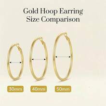 3 Pairs Of Large Round Gold Earrings For Women, Hypoallergenic Stainless Steel Earrings, Lightweight And Minimalist, A Stylish Round Stacked Jewelry Set For Women, Thick Round Earrings, "Golden Declaration" Earrings, Fashionable Accessories Suitable For Daily Casual Wear, Birthday Parties, And Gatherings-Perfect Gifts For Women (30/40/50mm Set) - Round Earring Set - View 7