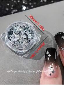 Hộp sticker dán móng tay hình ngôi sao bạc nhiều kích cỡ, hình ngôi sao 4 cánh hỗn hợp nhiều kích cỡ, phụ kiện trang trí móng hình chữ thập cho móng giả. - Nhiều màu - Xem 3