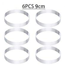 6pcs Stainless Steel Round Tart Rings Set - Perforated Mousse And Dessert Rings, Cookie Cutter, Fruit Tart Molds, French Cheesecake Baking Tools, Suitable For Christmas, Easter, Thanksgiving - Multicolor - View 12