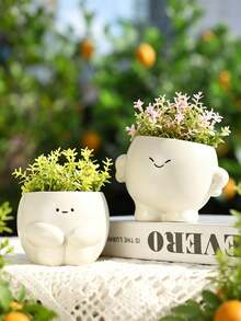 1 Peça Vaso de Plantas Suculentas Fofo e Cartoon, Vasos de Flores para Plantas Internas - Perfeito para Decoração Doméstica, Escrivaninha de Escritório e Presente. Adicione esses vasos de plantas adoráveis ao seu espaço, para amantes de suculentas e entusiastas de decoração doméstica (Sem furos na parte inferior; faça os seus próprios se necessário.) - Multicolorido - Visão 5
