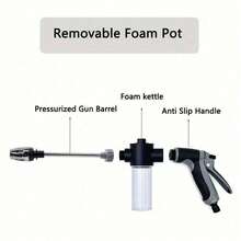 Heavy Duty High Pressure Water Gun With Upgraded Thickened Rod & Copper Nozzle - Durable Hose Sprayer Suitable For Car Wash, RV Cleaning, Garden Hose, Driveway, - Portable Pressure Washer Gun - 長塑膠黑色槍 - 查看 6