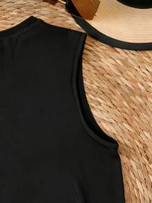 Y2K Print Sleeveless Vest T-Shirt Women's Summer Clothing 2026 New Arrival Fashionable Innerwear & Outerwear Loose Slim Sexy Versatile Top - Black - View 5