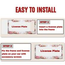 1 Piece Of Metal License Plate Frame, Adorned With A Charming Crystal Rose Pattern, Suitable For North American And Most International Car Models. Includes Mounting Screws To Ensure A Secure Fit. Stylish Appearance, UV-Resistant And Anti-Corrosion, Easy To Install -- Size 12x6inch ,Car Must Haves,Car Decor,Car Cover,Car Accessories>Essentials,Car Picks,Gifts - 樣式1 - 查看 4