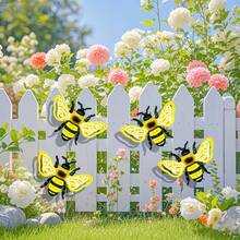 4pcs Metal Bee Wall Decor, Colorful Garden Decoration, Outdoor/Indoor Metal Crafts, Energetic Home Accents - 4 Bees - View 2